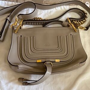 Chloe Small Marcie Saddle Bag in Taupe